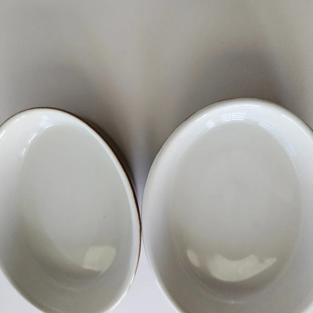Hall China 570 3/4 Oval Brown Dishes - Set of 2 - USA 6 1/8in Porcelain